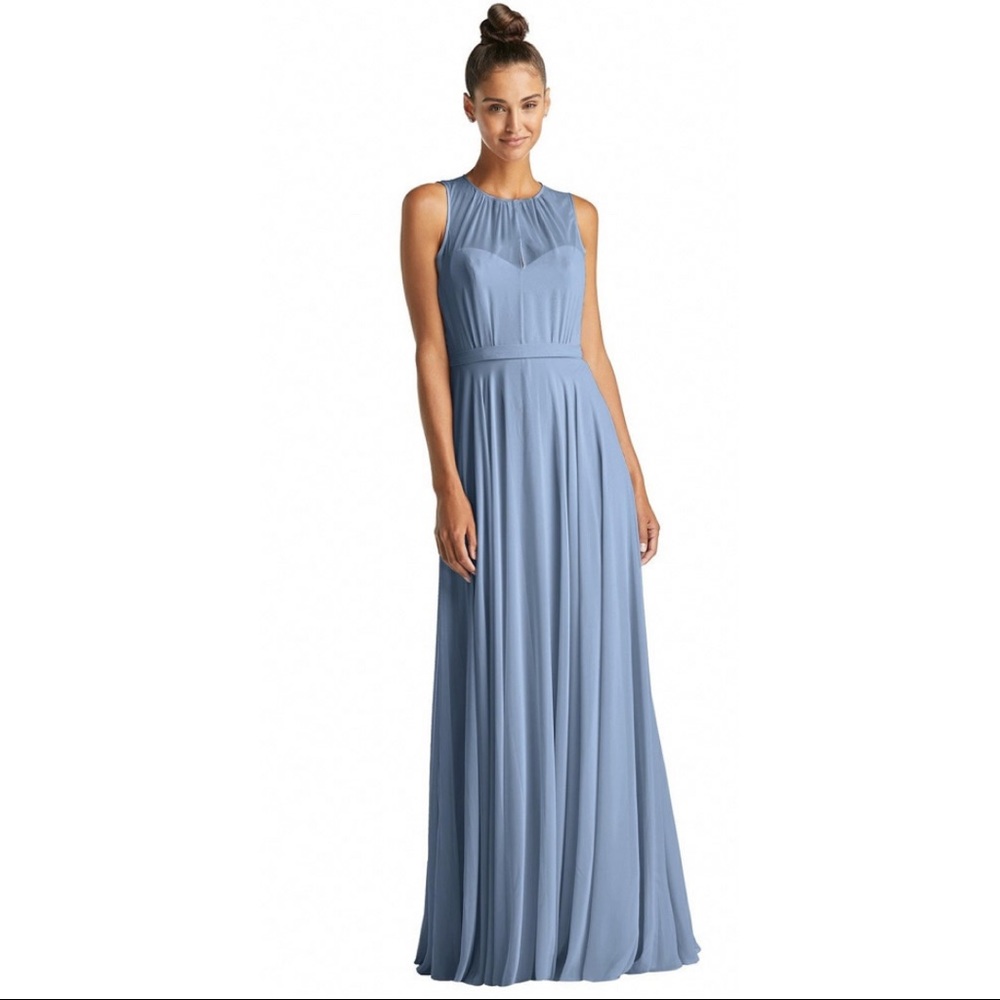 Dessy Group High Neck Open-Back Chiffon Maxi Dress